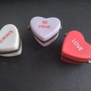 SET OF 3 VALENTINE HEART TRINKET BOXES GOFT COLLECTABLES